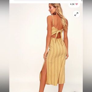 NWT Amuse Society Yellow Striped Tie Back Dress